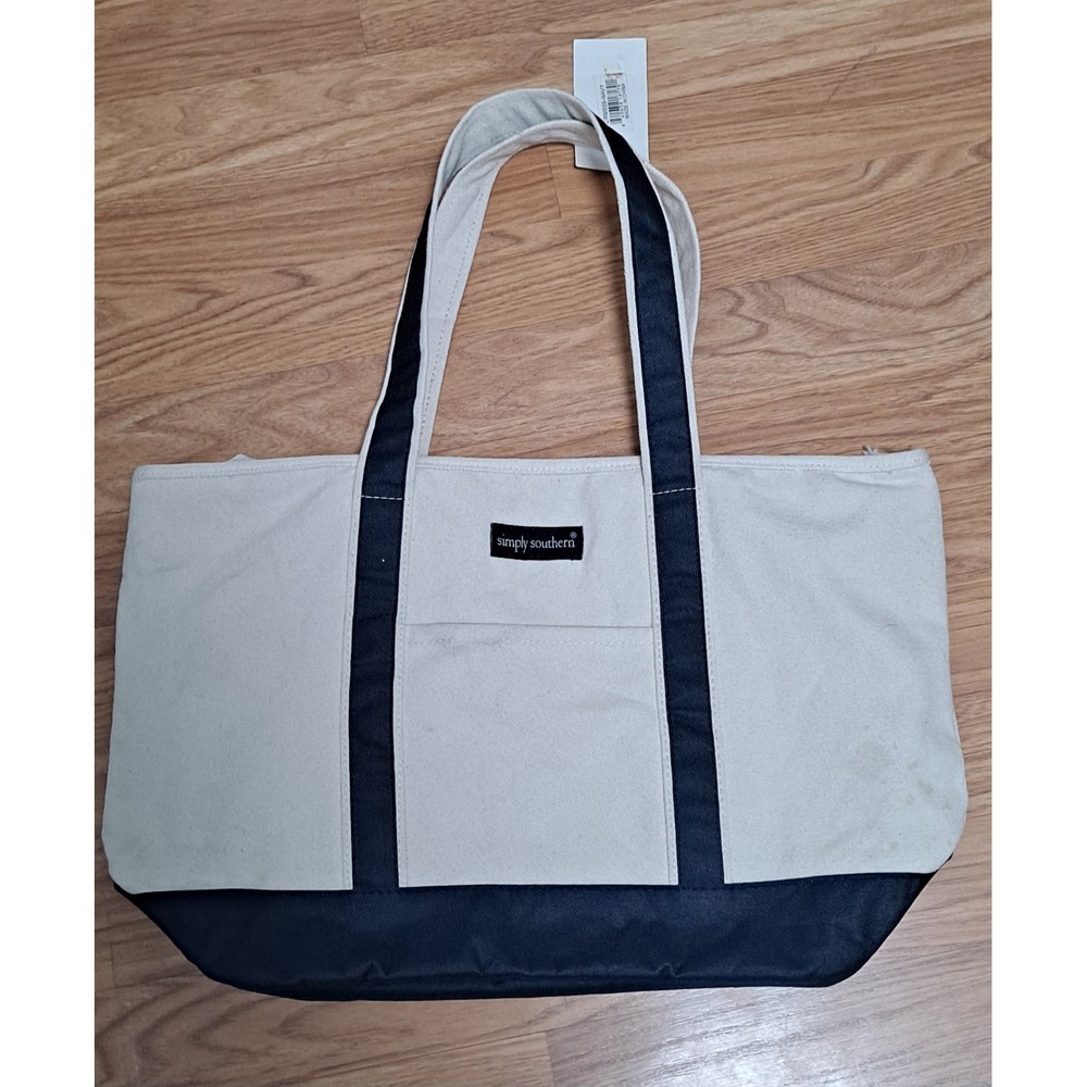 NWT New Simply Southern Preppy/Classic Navy Canvas Tote/Purse READ 18x11x5.5